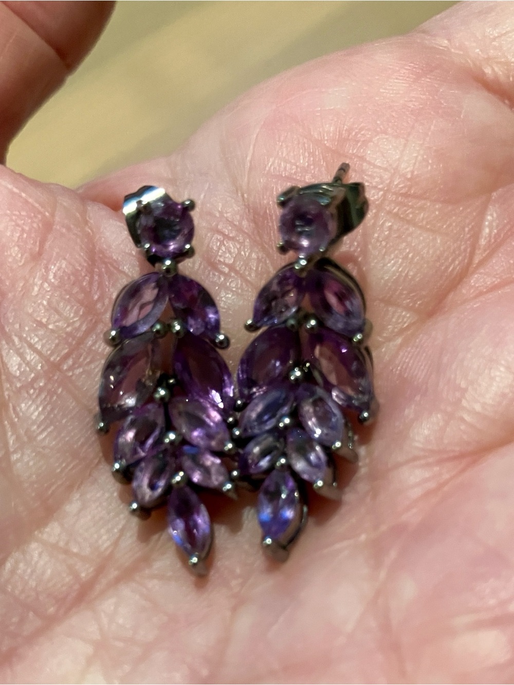 Amethyst Marquise Cluster Drop Earrings - Women Jewelry